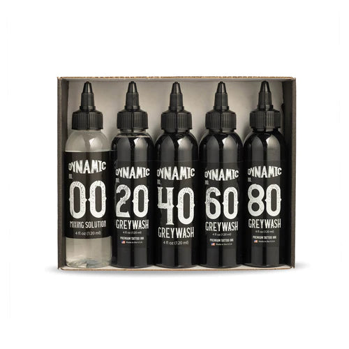 Dynamic Greywash Tattoo Ink - 4 oz. Bottle Set (Now including: 4oz Mixing Solution